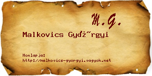 Malkovics Györgyi névjegykártya